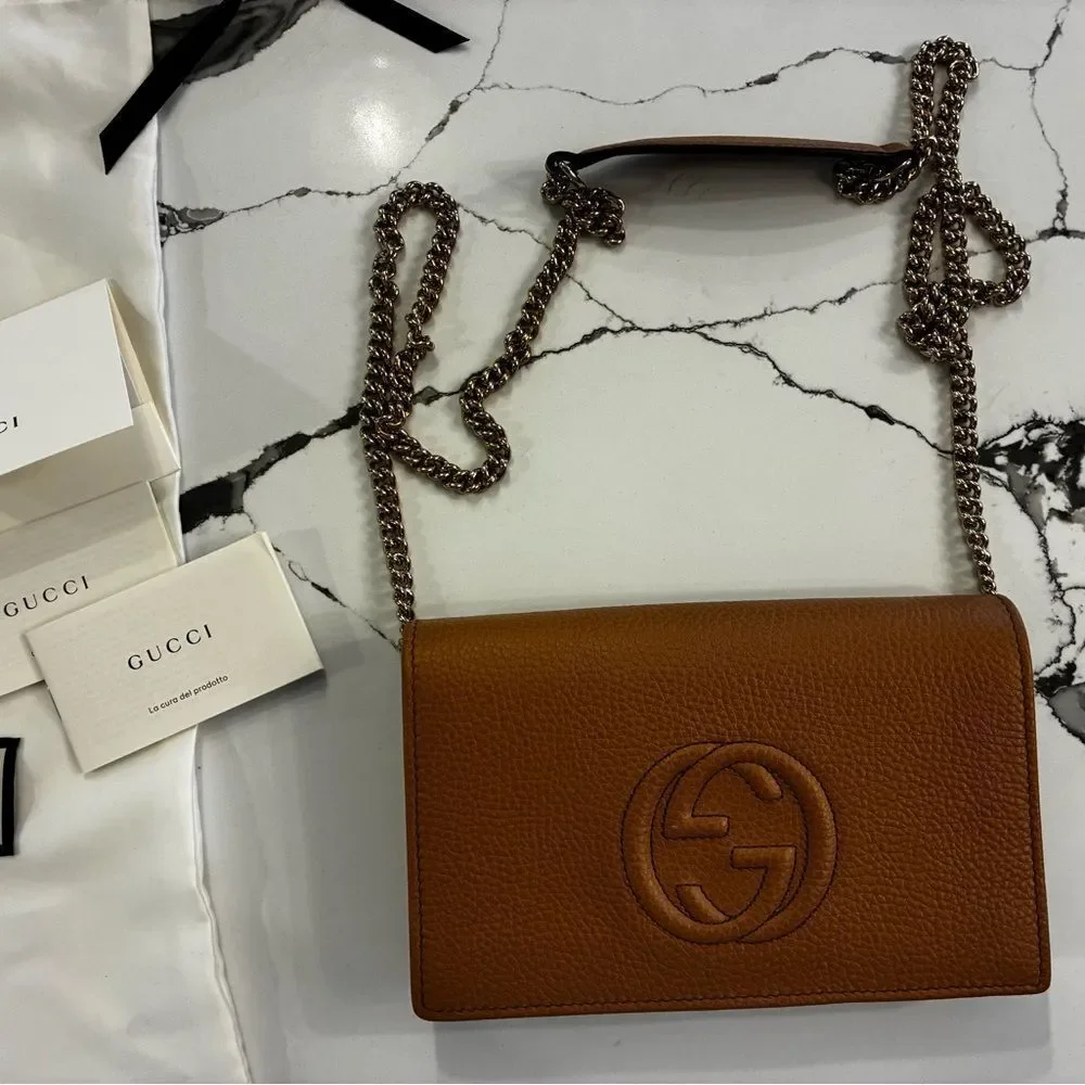 Gucci Soho Leather Wallet On Chain NWOT - Picture 2 of 10
